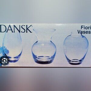 Dansk Fiori Set Of 3 Mini Clear Glass Bud Vases Mixed Shapes/Styles 3" W/Box